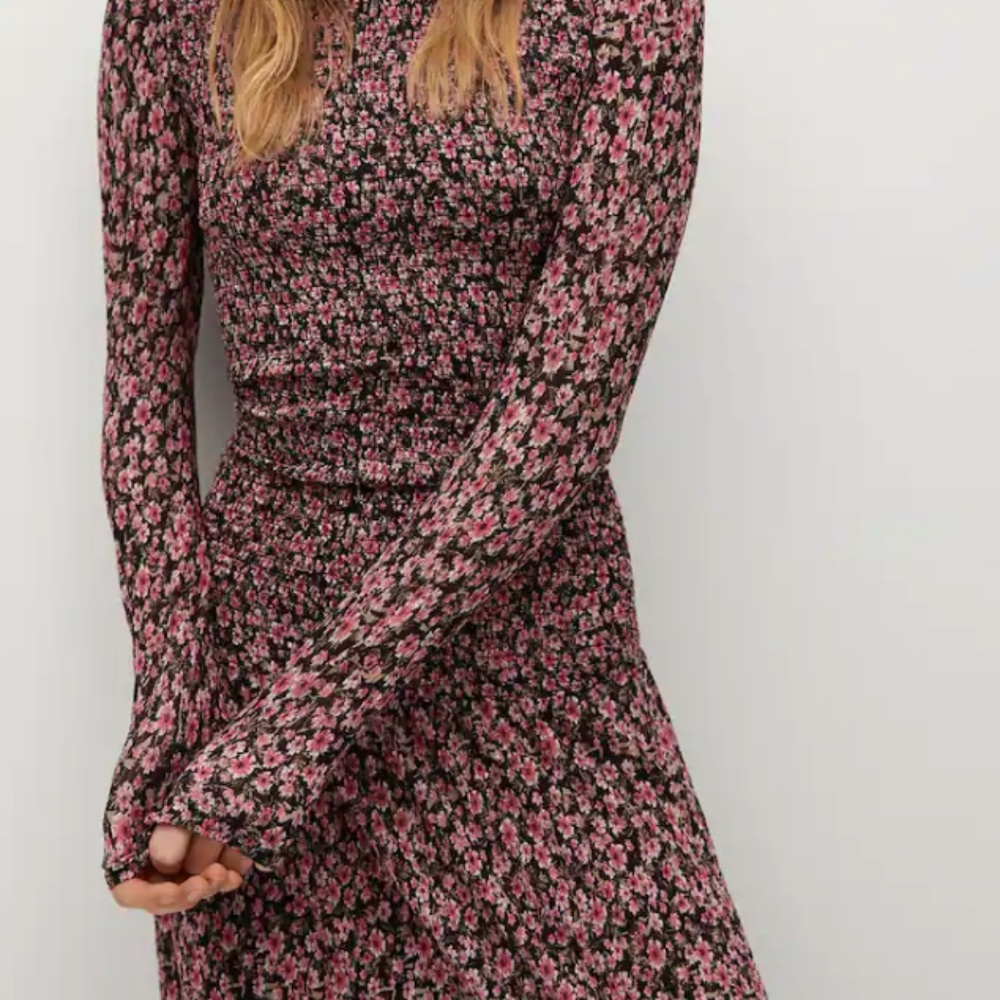 Mango Ruffled Flower Dress Size XS